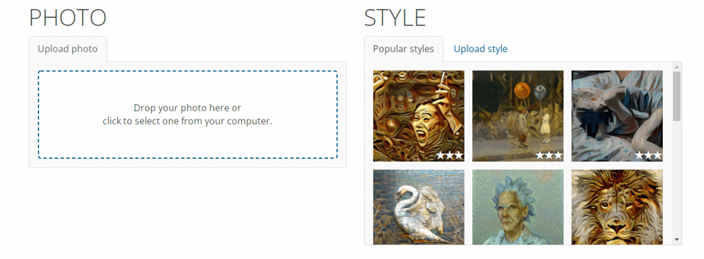 AI Art Generator - DeepArt Upload Photo and Style