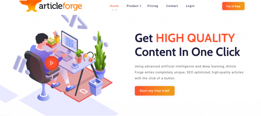 AI Story Generator - Article Forge Homepage