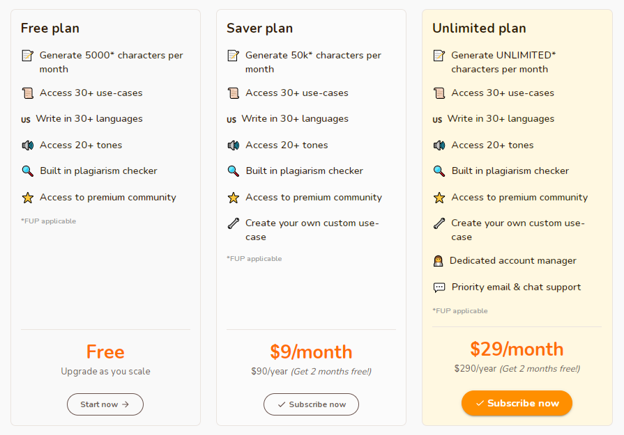 AI Story Generator - Rytr Pricing