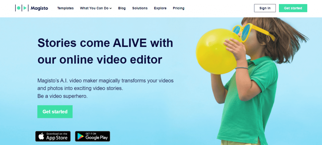 AI Video Editing - Magisto home page