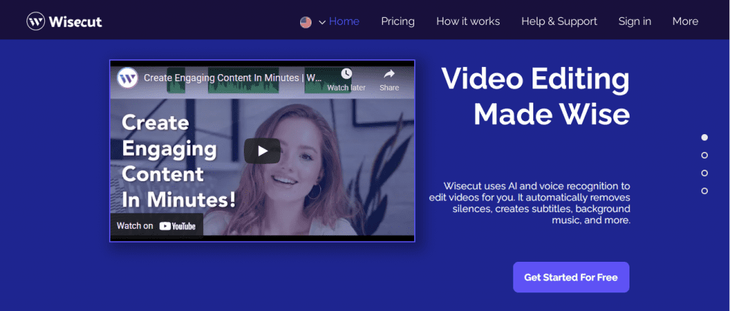 AI Video Editing - Wisecut Homepage