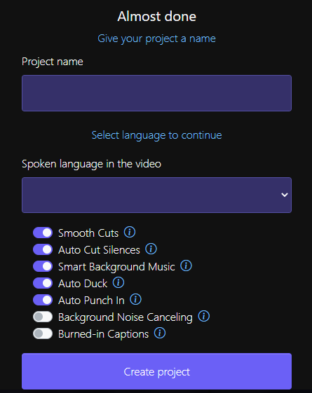 AI Video Editing - Wisecut Settings