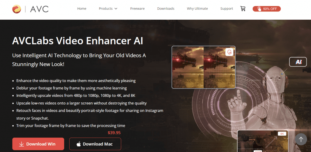 AI Video Enhancer - AVCLabs Video Enhancer AI Homepage