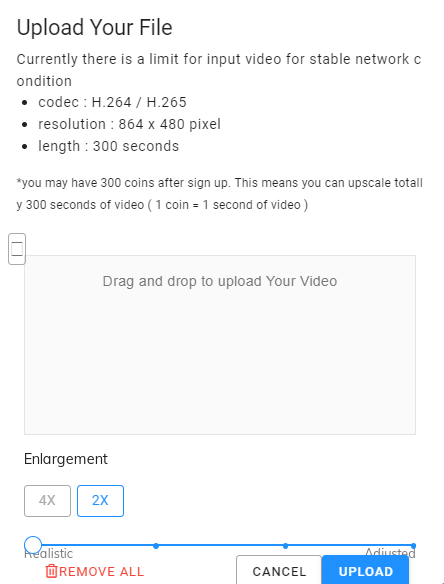AI Video Enhancer - GDFLAB AI Enhancer Upload Settings