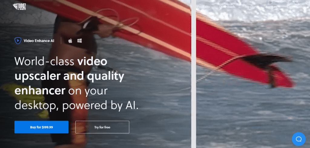AI Video Enhancer - Topaz Video Enhance AI Homepage