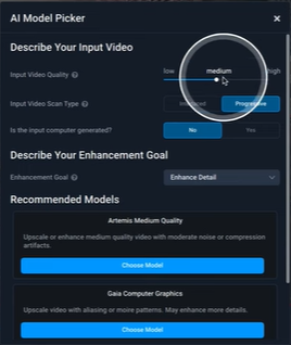 AI Video Enhancer - Topaz Video Enhance AI Left Panel
