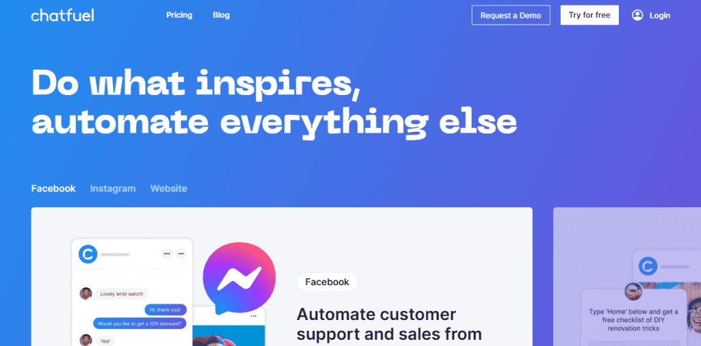 Chatbot companies: ChatFuel Homepage