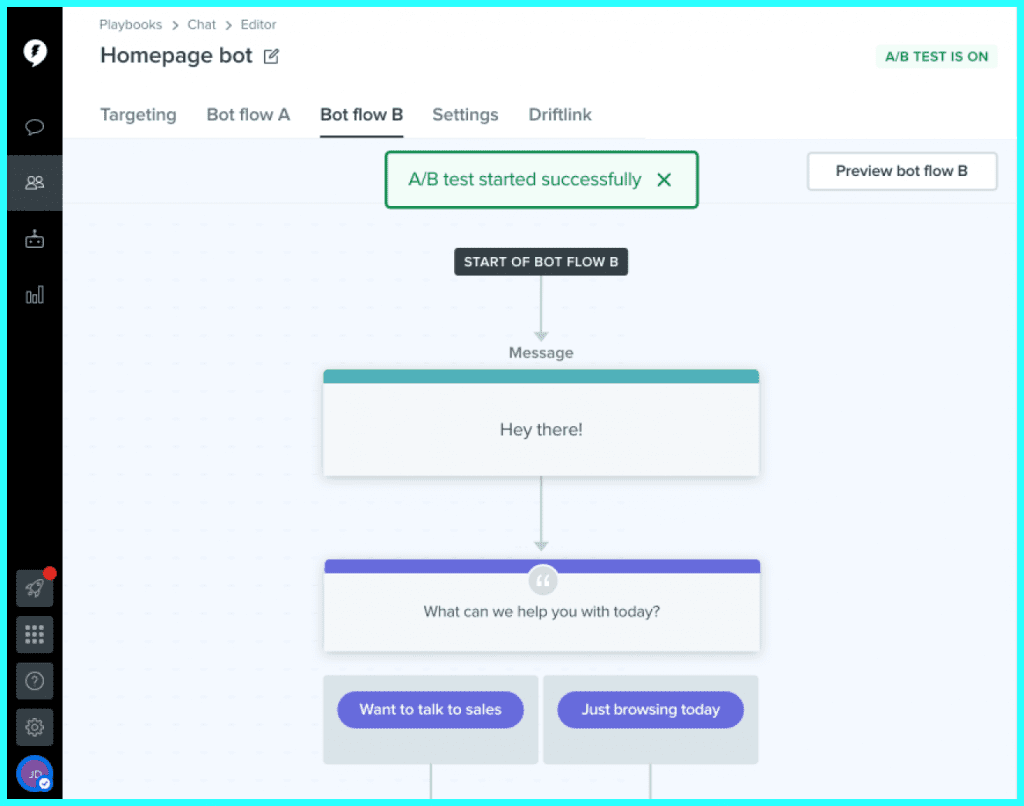 Chatbot companies: drift builder