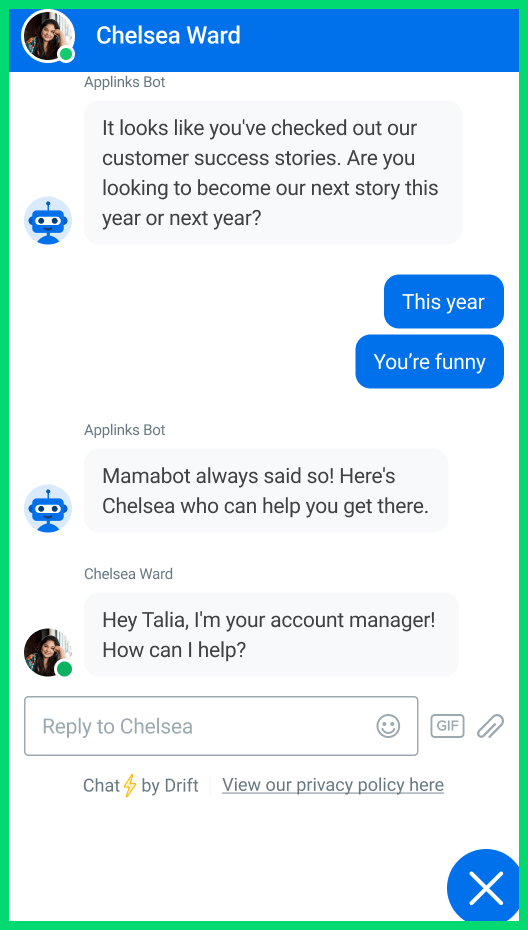 Chatbot companies: drift example