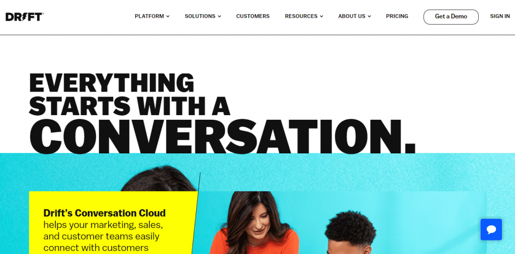Chatbot companies: Drift Homepage