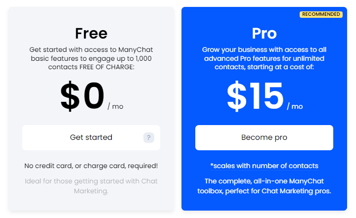 Chatbot Companies: ManyChat Pricing
