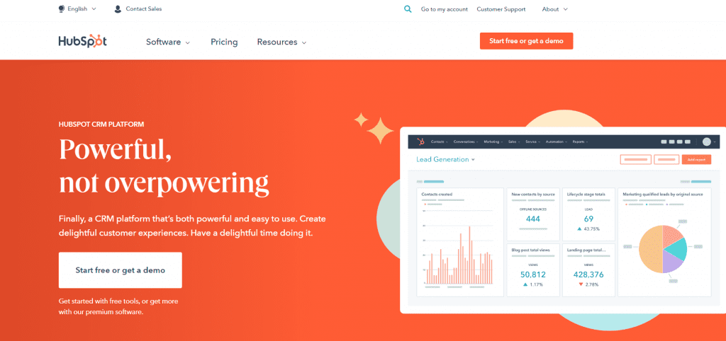 Growth marketing: hubspot homepage