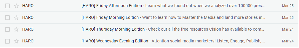 Link building services - HARO emails sample