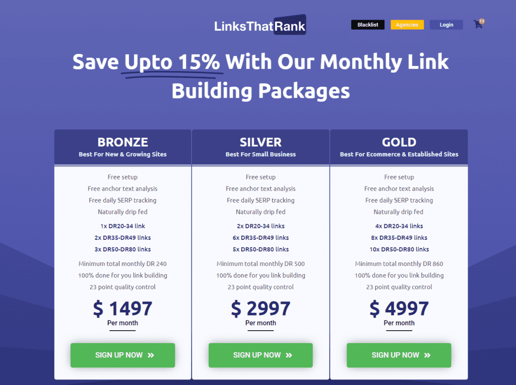 Link building services - links that rank pricing