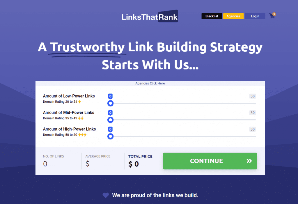 Link building services - LinksThatRank homepage