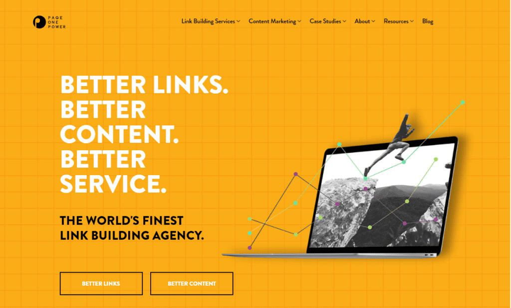 Link building services - PageOnePower homepage
