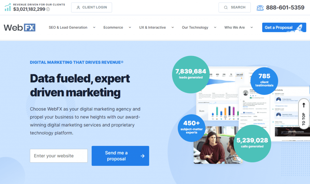 Link building services -WebFX homepage