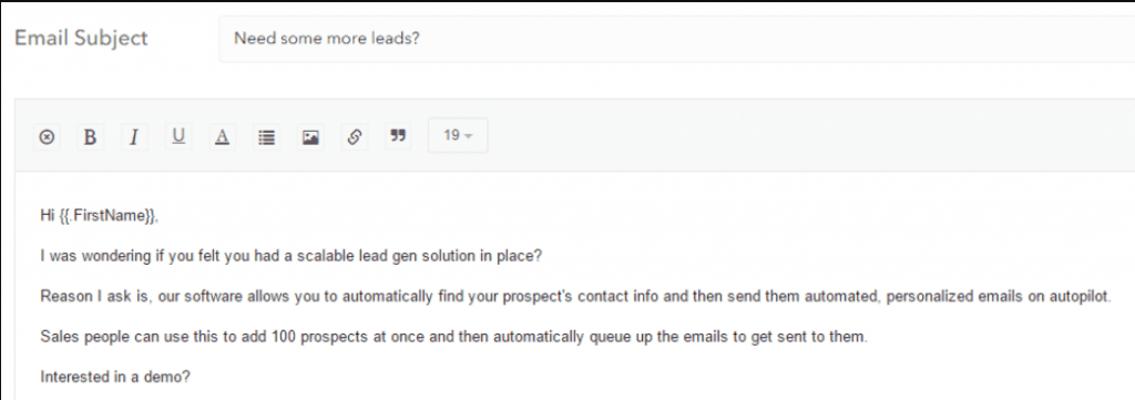 Prospecting: LeadFuze sample cold email