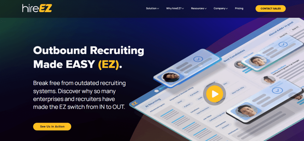 AI Recruiting Software - HireEZ Homepage
