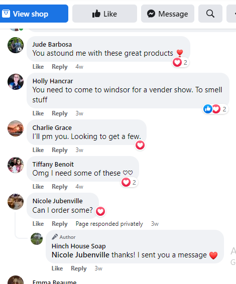 Hinch House Soap company post comments