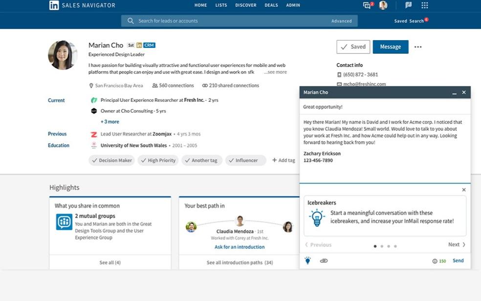 Prospecting Tools - LinkedIn Sales Navigator InMail Messages