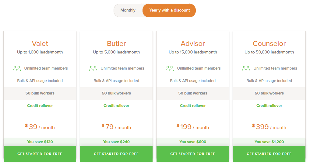Prospecting Tools - Voila Norbert Pricing