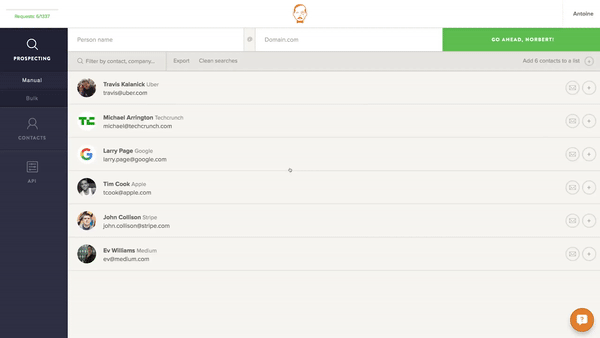 Prospecting Tools - Voila Norbert Search