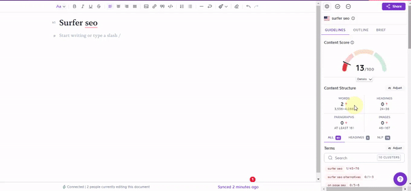 Surfer SEO - Content Editor Optimization