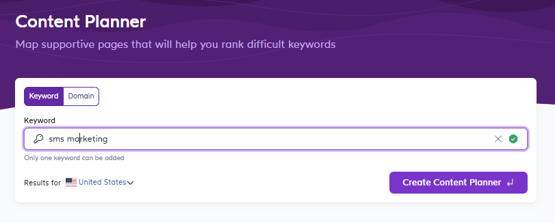 Surfer SEO - Keyword Planner