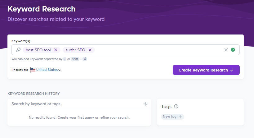 Surfer SEO - Keyword Research