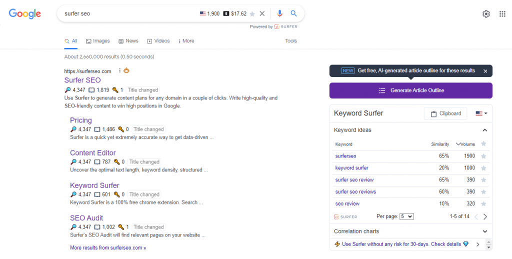 Surfer SEO - Keyword Surfer