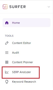 Surfer SEO - Surfer SEO Features on Dashboard