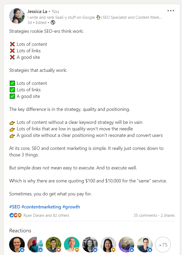 Adam Enfroy: linkedin post