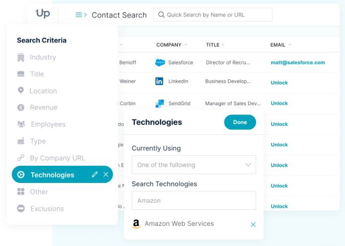B2B Database: UpLead advanced search functions