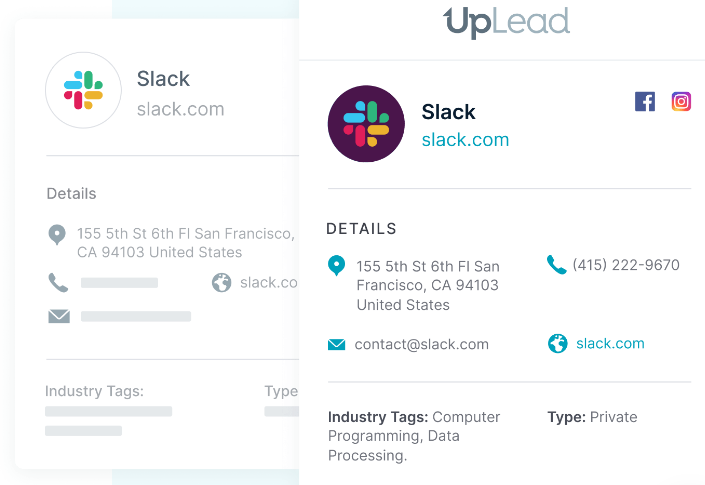 B2B Database: UpLead firmographic data
