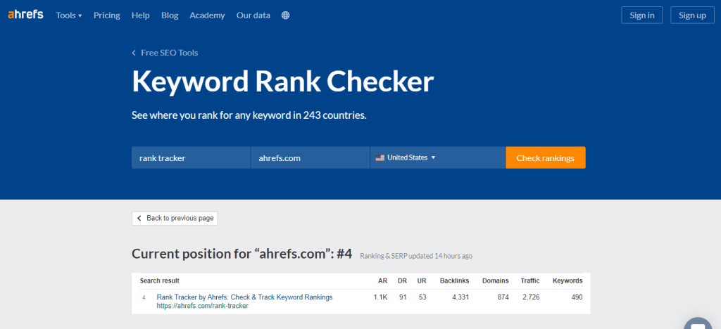 Best Rank Tracking Tool: Ahrefs Free Keyword Rank Checker