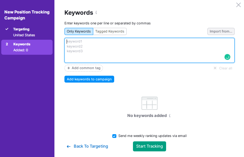 Best Rank Tracking Tool: Semrush Adding Keywords