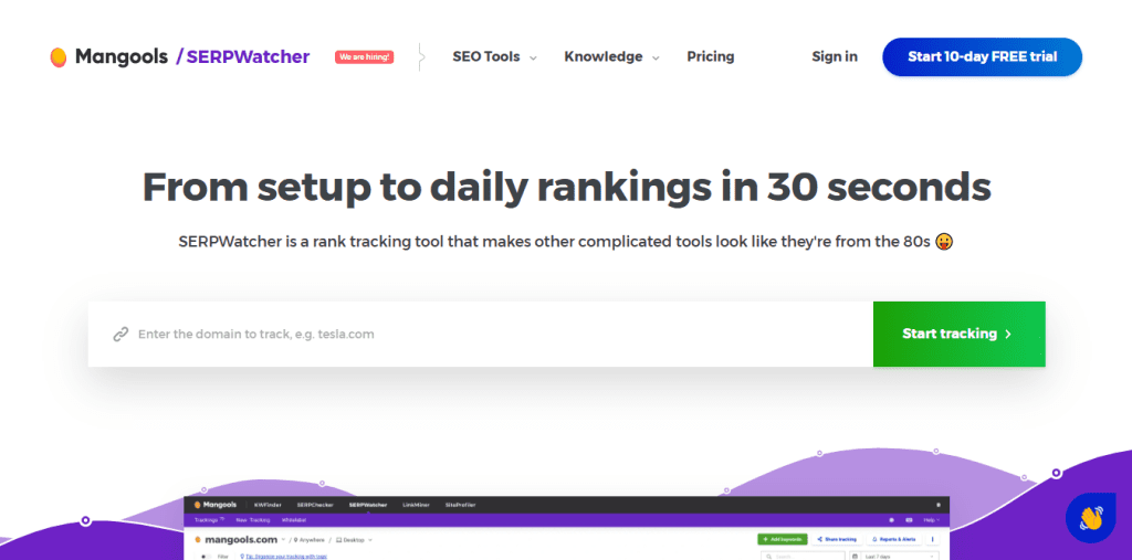 Best Rank Tracking Tool: SERPWatcher Homepage