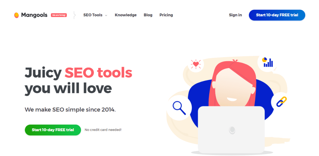 Best SERP Tracking: Mangools Homepage