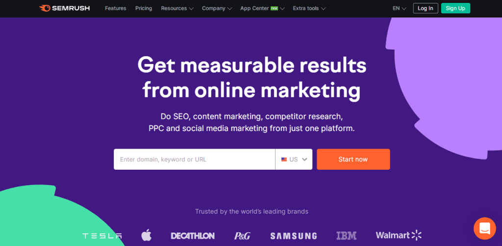 Best SERP Tracking: Semrush Homepage