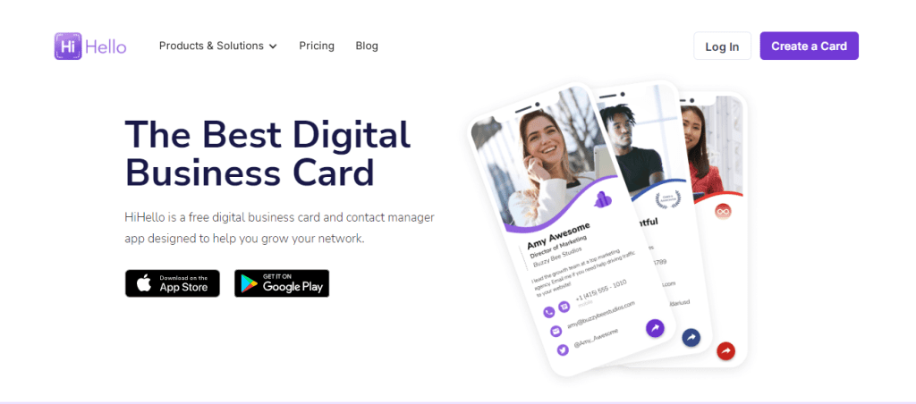 Digital Business Card - HiHello Homepage