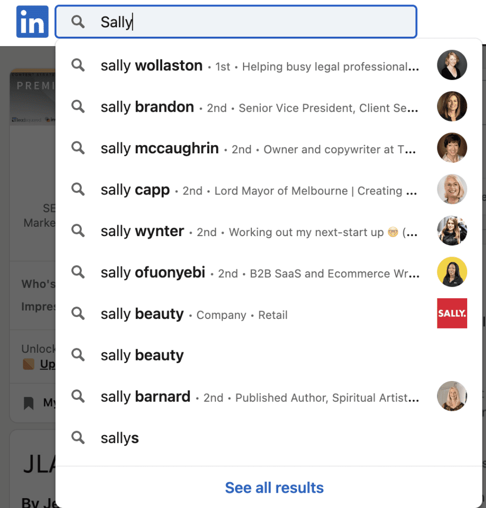What is LinkedIn? - Sally search