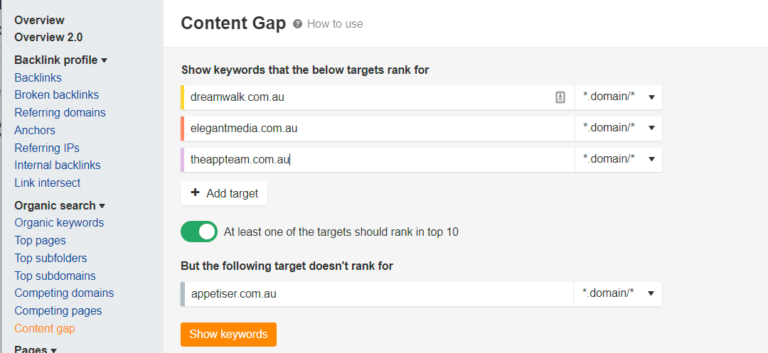 Best SEO Tools: Ahrefs Content Gap