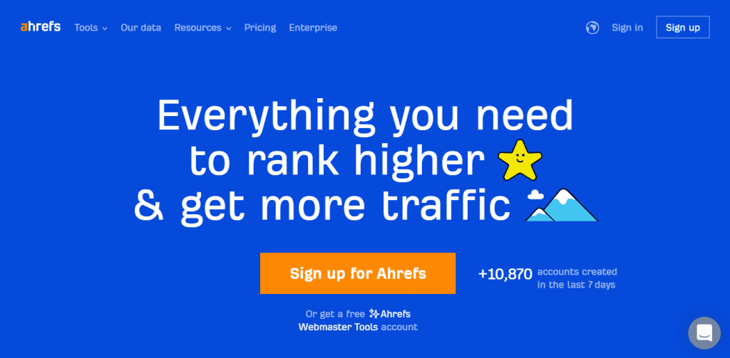 Best SEO Tools: Ahrefs Homepage