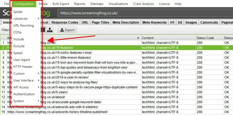 Best SEO Tools: Screaming Frog Search Configuration