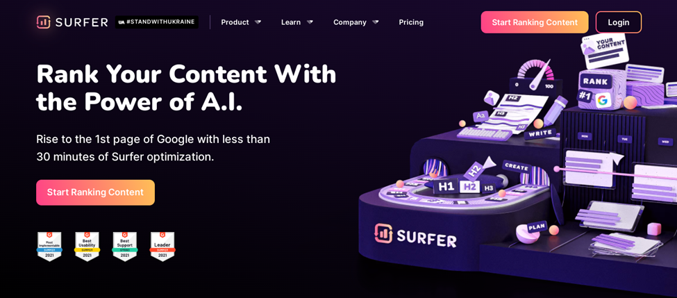 Best SEO Tools: Surfer SEO Homepage