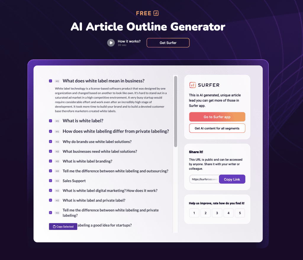 Best SEO Tools: Surfer SEO - Outline Generator