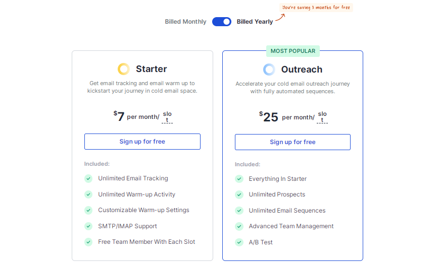 Cold Email Software: Saleshandy Pricing