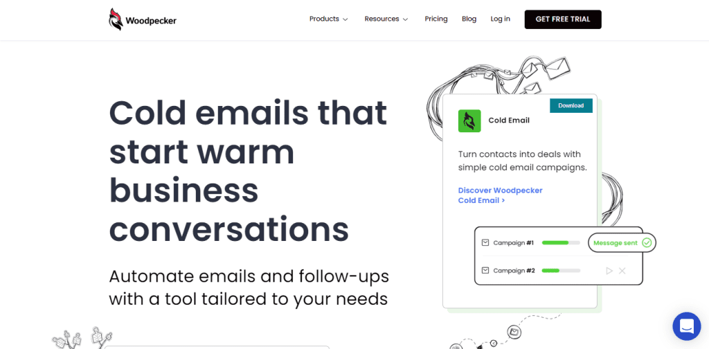 Cold Email Software: Woodpecker homepage