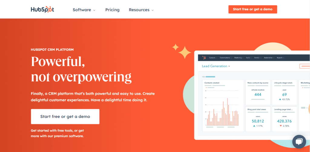 CRM for Startups: HubSpot CRM Homepage
